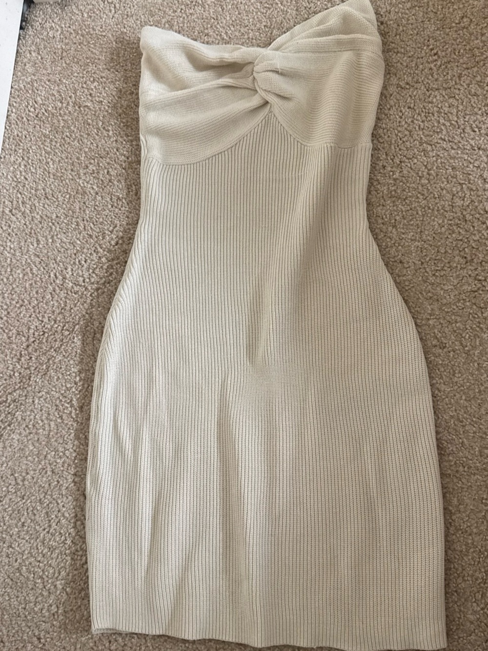 Amazon Strapless Twist Front Knit Dress in Cream